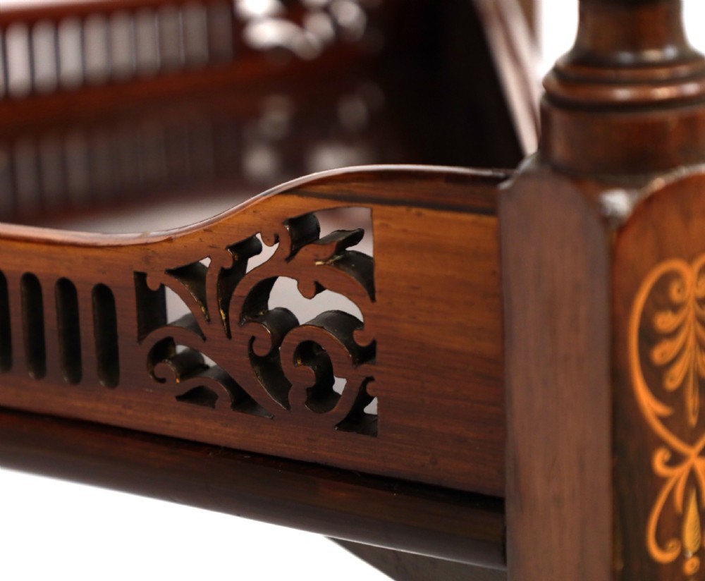 A Victorian Rosewood Marquetry Triangular Dropleaf Occasional Table View IV