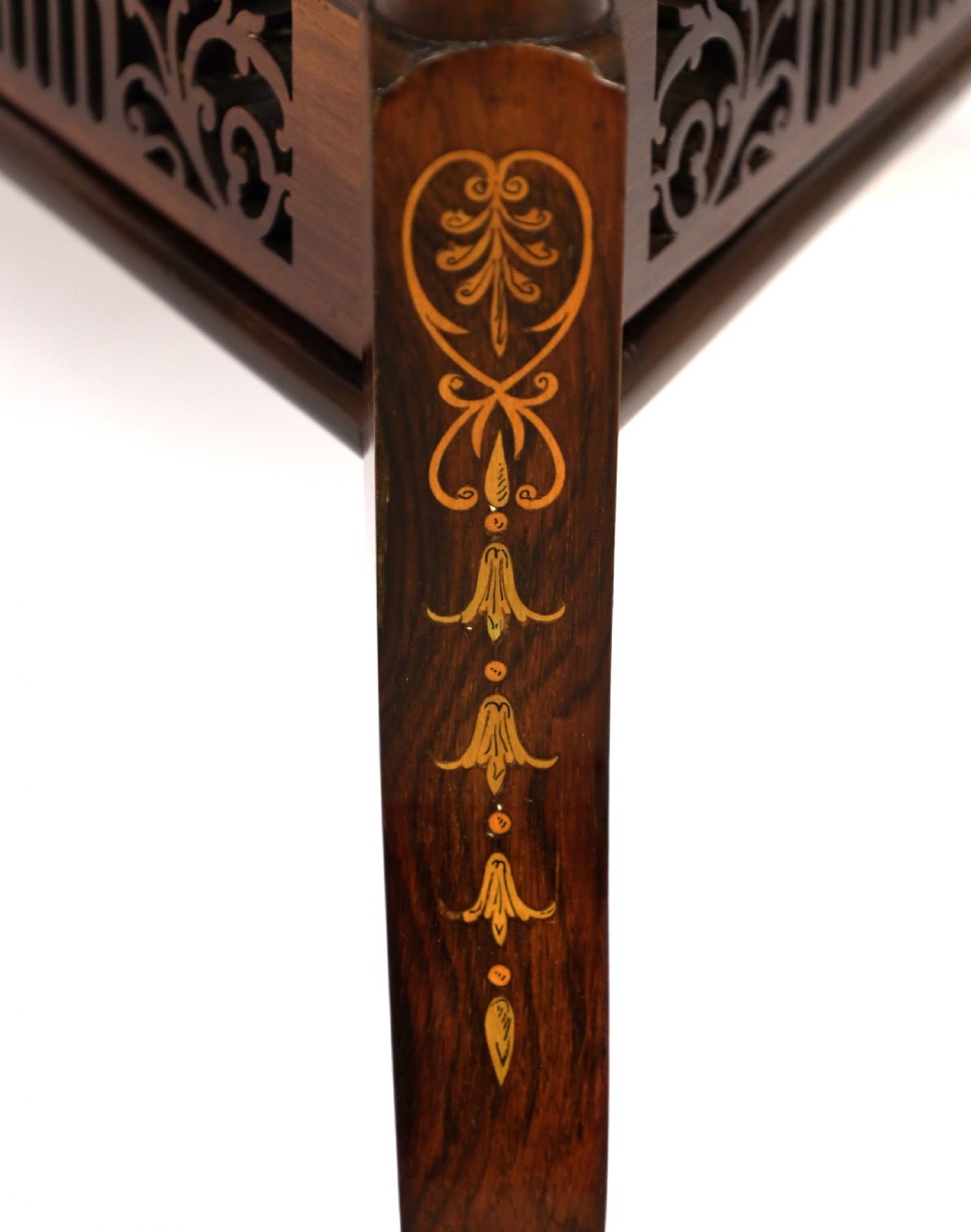 A Victorian Rosewood Marquetry Triangular Dropleaf Occasional Table View IX