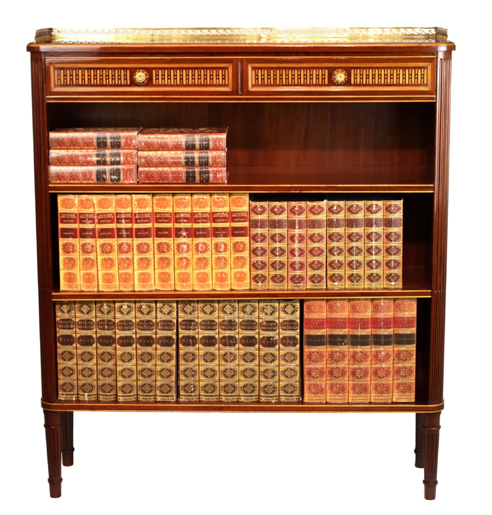 An Exhibition Quality Pair of Mahogany Inlaid Standing Bookcases View II