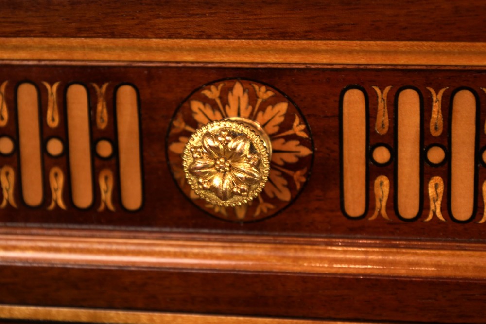An Exhibition Quality Pair of Mahogany Inlaid Standing Bookcases View X