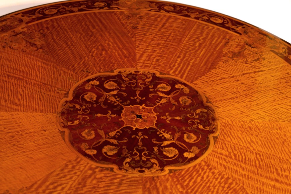 An Exhibition Quality Inlaid Satinwood Collinson & Lock Centre Table View X
