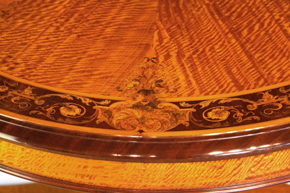 An Exhibition Quality Inlaid Satinwood Collinson & Lock Centre Table View XI