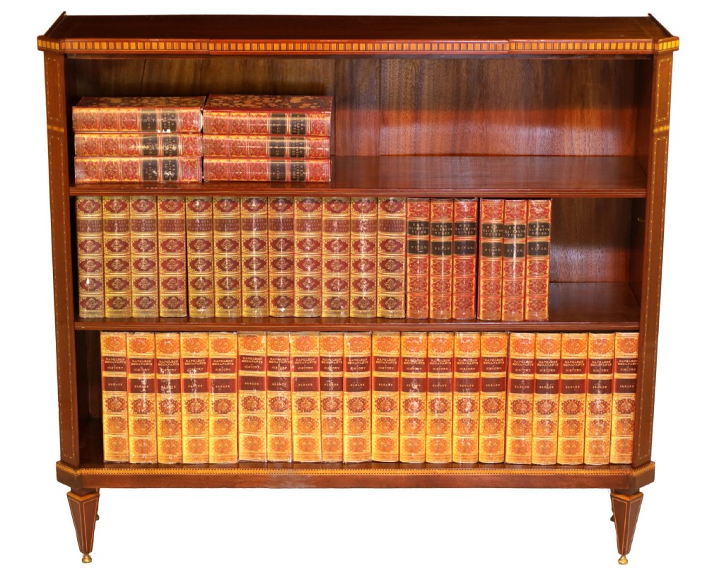 A Victorian Fine Quality Mahogany Inlaid Standing Open Bookcase