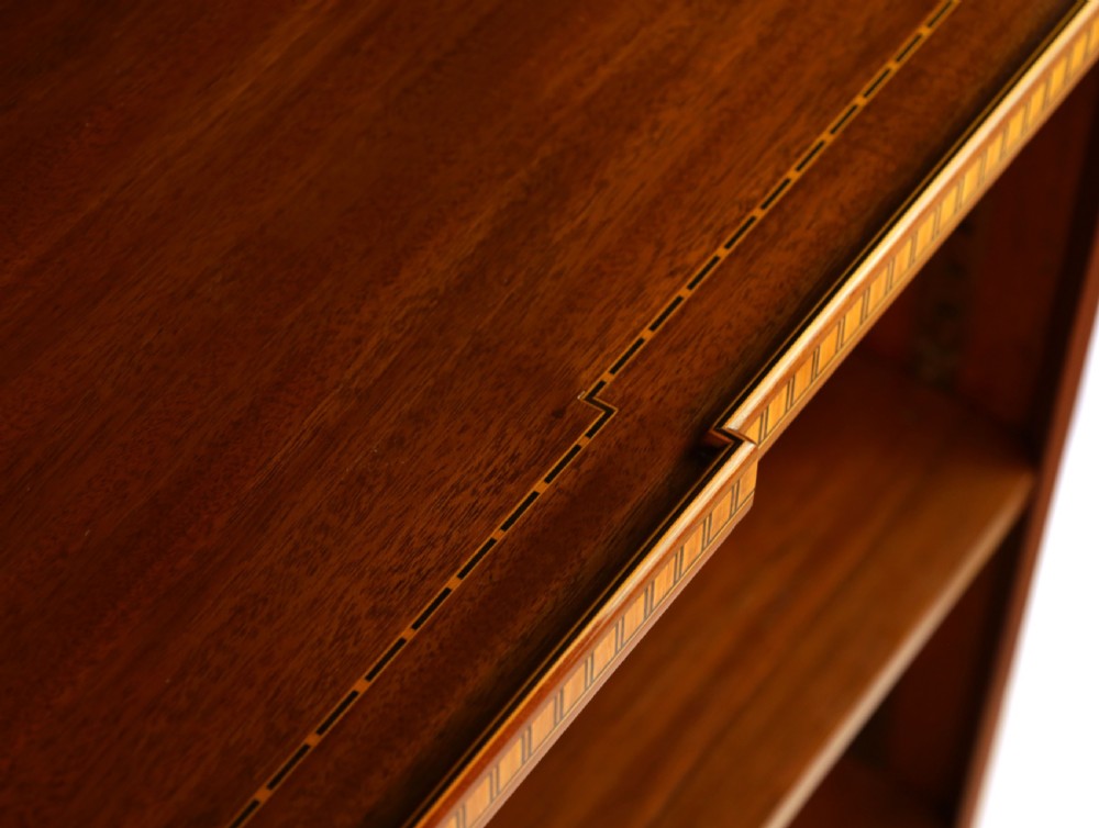 A Victorian Fine Quality Mahogany Inlaid Standing Open Bookcase View IV