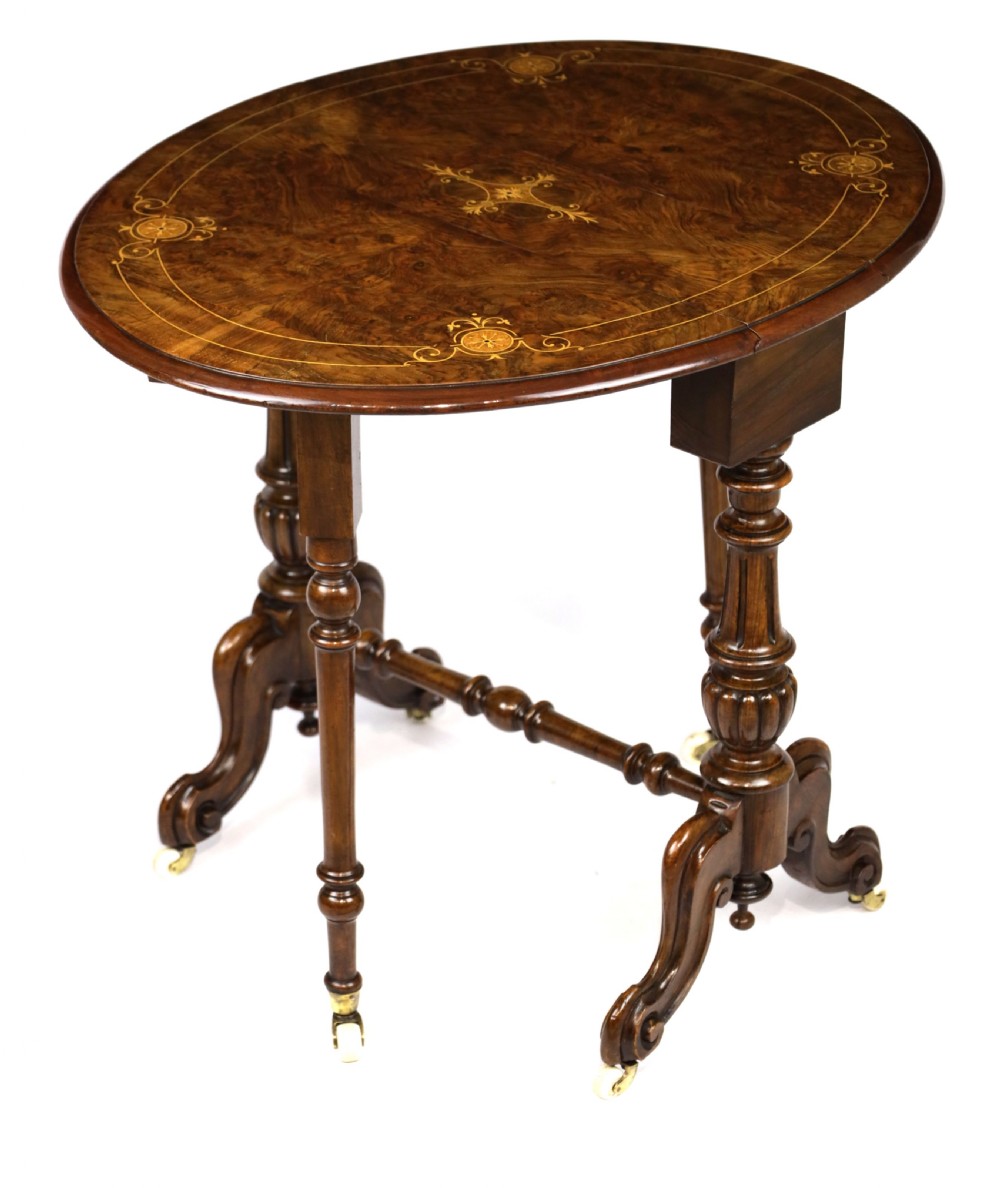 An Exquisite Victorian Burr Walnut Cabriole Leg Baby Sutherland Table View II