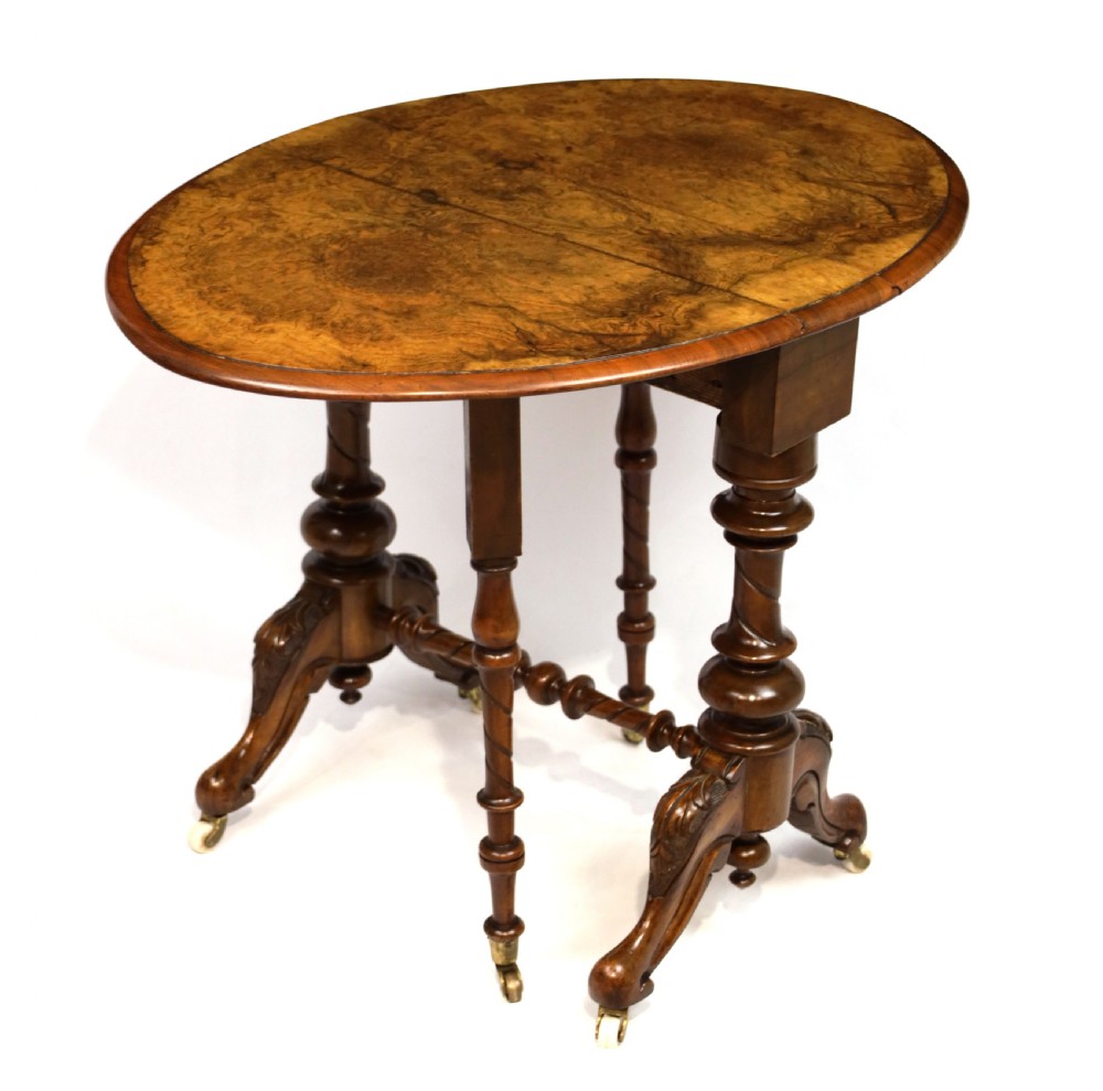 A Fine Victorian Burr Walnut Cabriole Leg Baby Sutherland Table View II