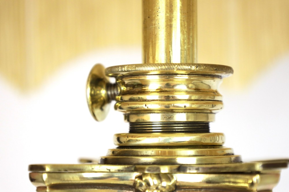 A Hinks & Sons Victorian Brass Corinthian Column Adjustable floor Lamp View II