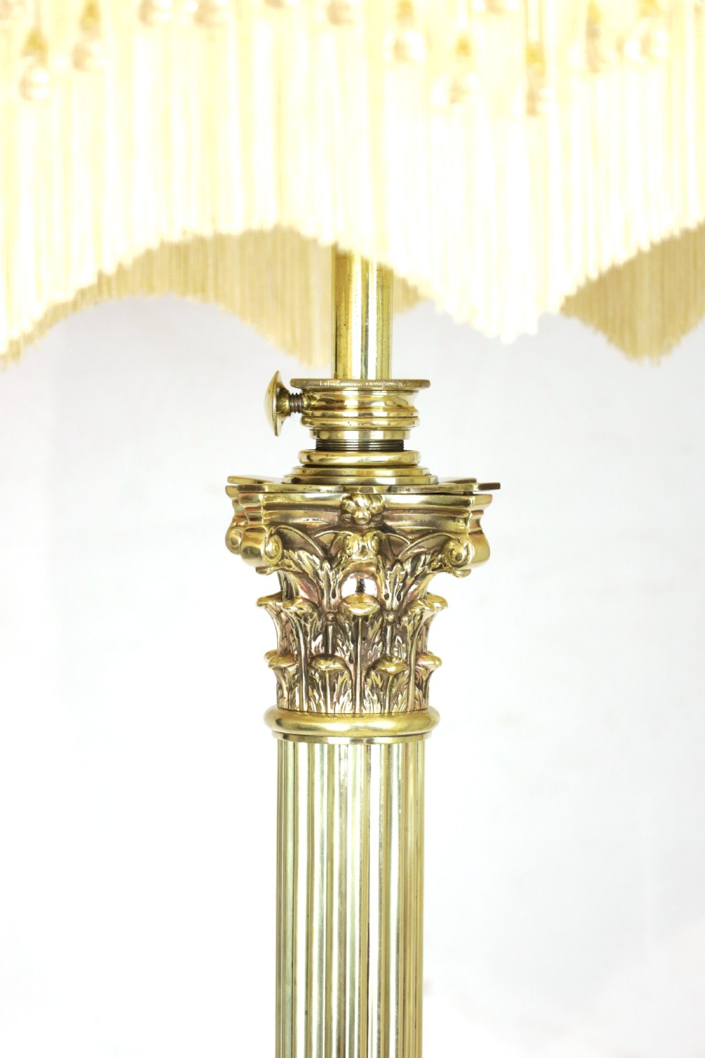 A Hinks & Sons Victorian Brass Corinthian Column Adjustable floor Lamp View III