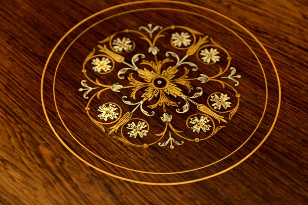 A Fine Late Victorian Inlaid Rosewood Revolving Library Table View III