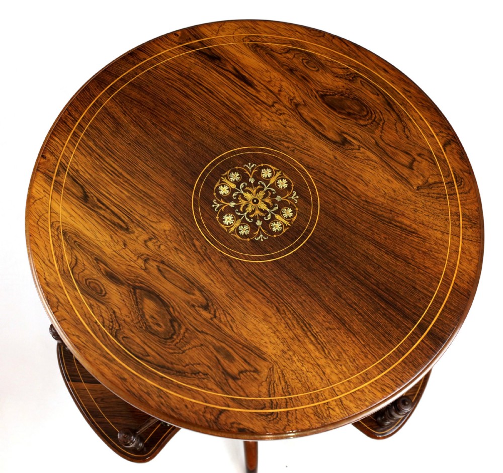 A Fine Late Victorian Inlaid Rosewood Revolving Library Table View VI