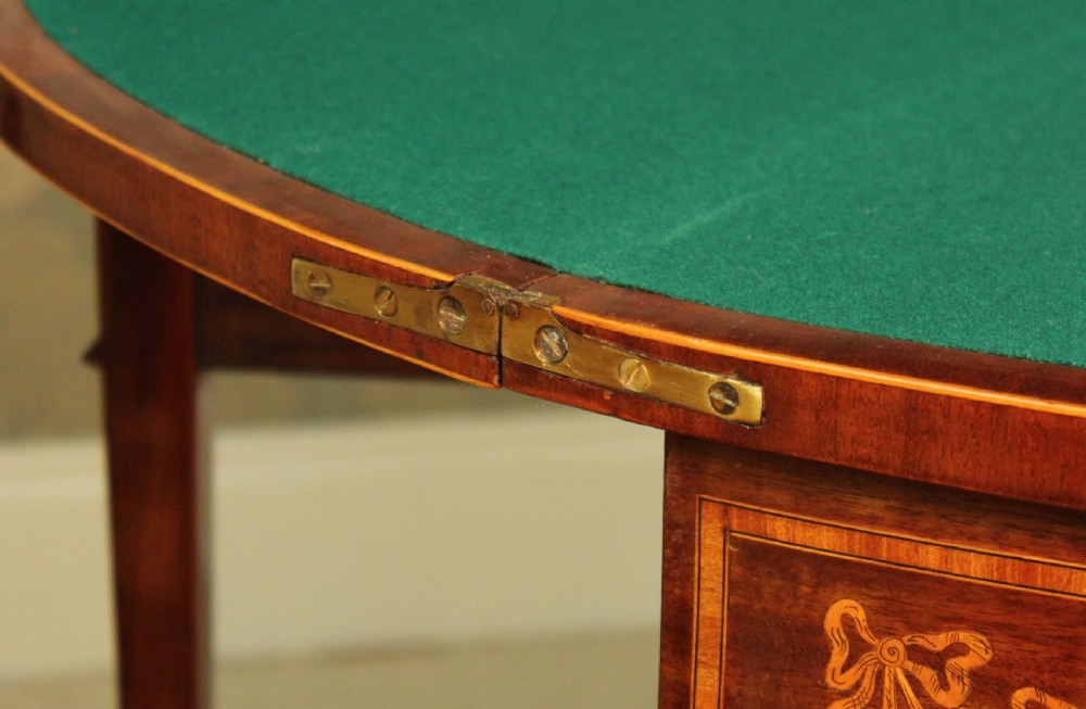 A Quality Late Victorian Mahogany Inlaid Demi-lune Card Table. View II