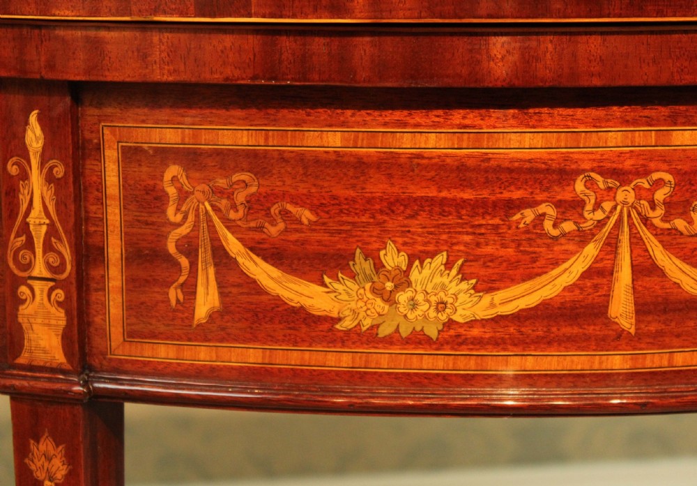 A Quality Late Victorian Mahogany Inlaid Demi-lune Card Table. View V