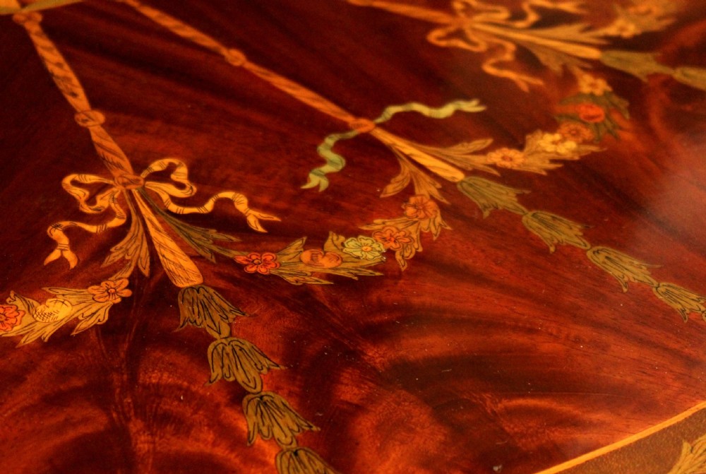 A Quality Late Victorian Mahogany Inlaid Demi-lune Card Table. View VI