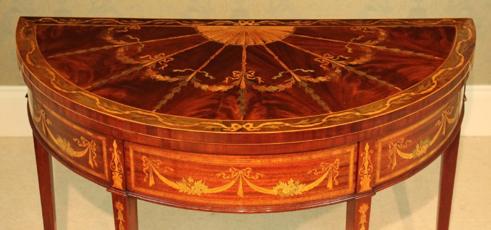 A Quality Late Victorian Mahogany Inlaid Demi-lune Card Table. View VII