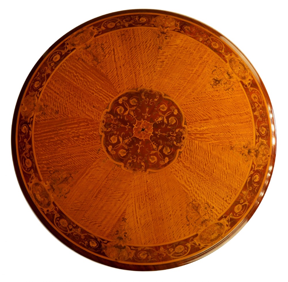 An Exhibition Quality Inlaid Satinwood Collinson & Lock Centre Table View VII
