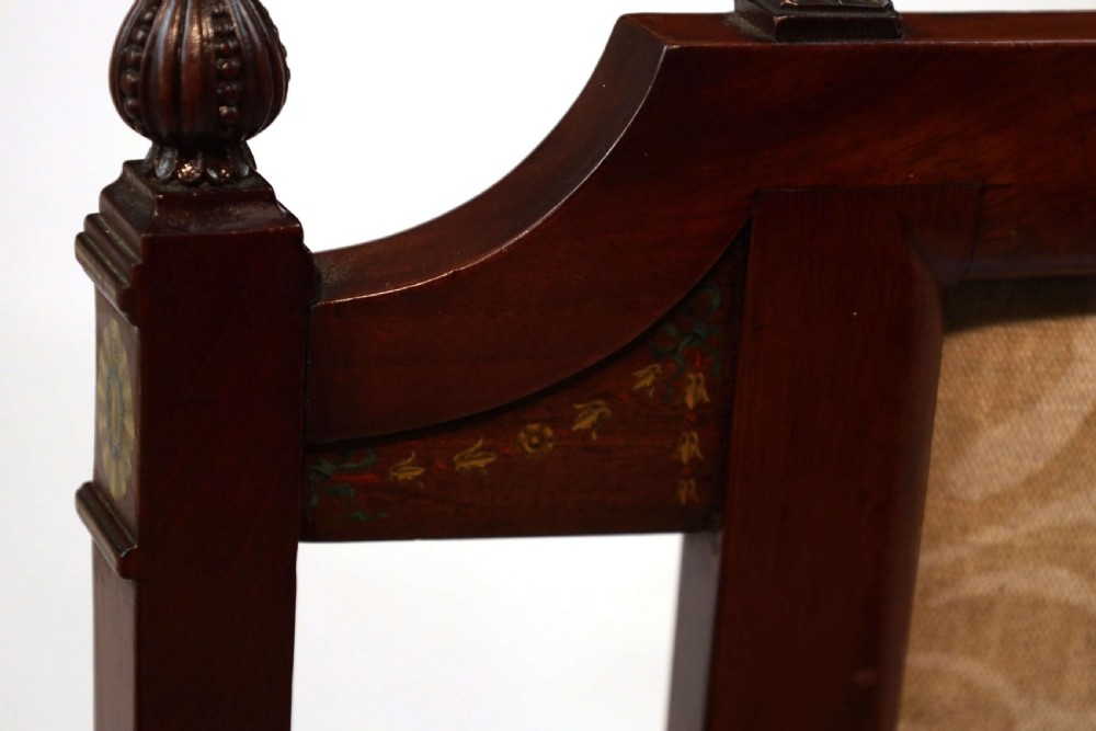A Excellent Quality Sheraton Revival Painted and Carved Upholstered Mahogany Armchair View II