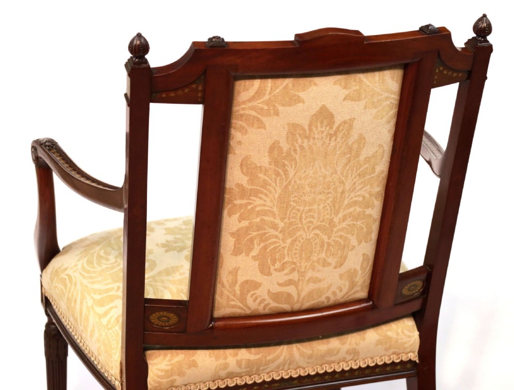 A Excellent Quality Sheraton Revival Painted and Carved Upholstered Mahogany Armchair View V
