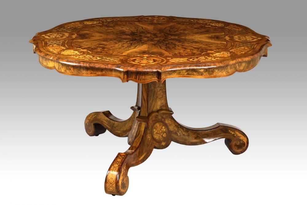 An Exhibition Quality Victorian Inlaid Marquetry Tilt Top Centre Table