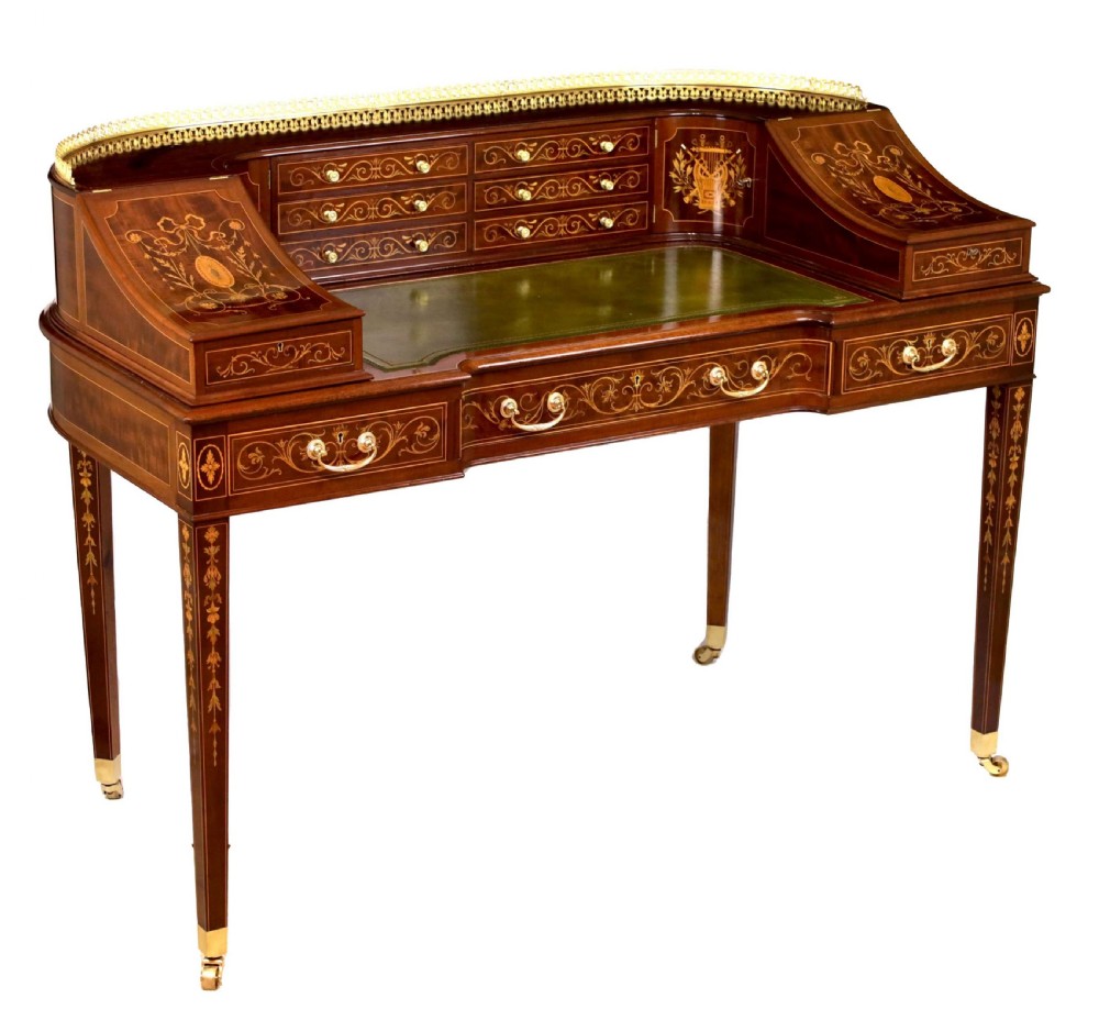 An Exhibition Quality Victorian Inlaid Mahogany Carlton House desk View V