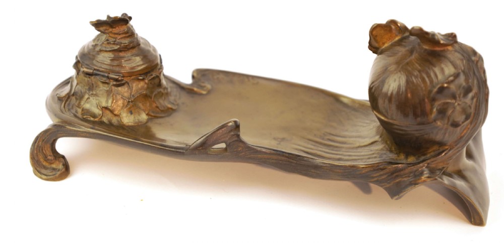 After Georges Flamand (1895-1925) Bronze Inkstand View V