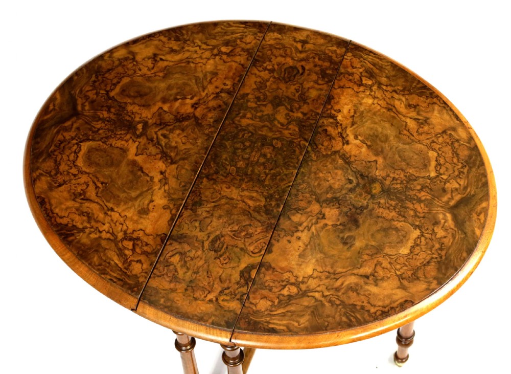 A Fine Quality Victorian Burr Walnut Inlaid Baby Sutherland Table View VI