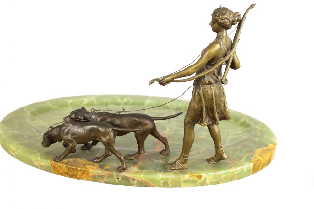 A 19th Century French Bronze and Onyx Figural Desk Tidy View IV