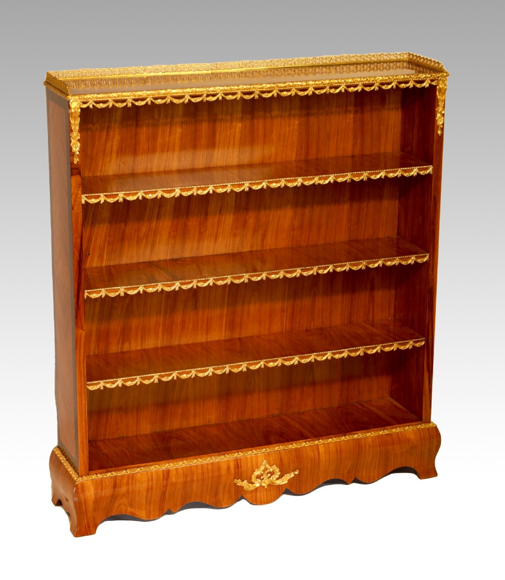 A Fine Victorian Ormolu Mounted Walnut Open Bookcase