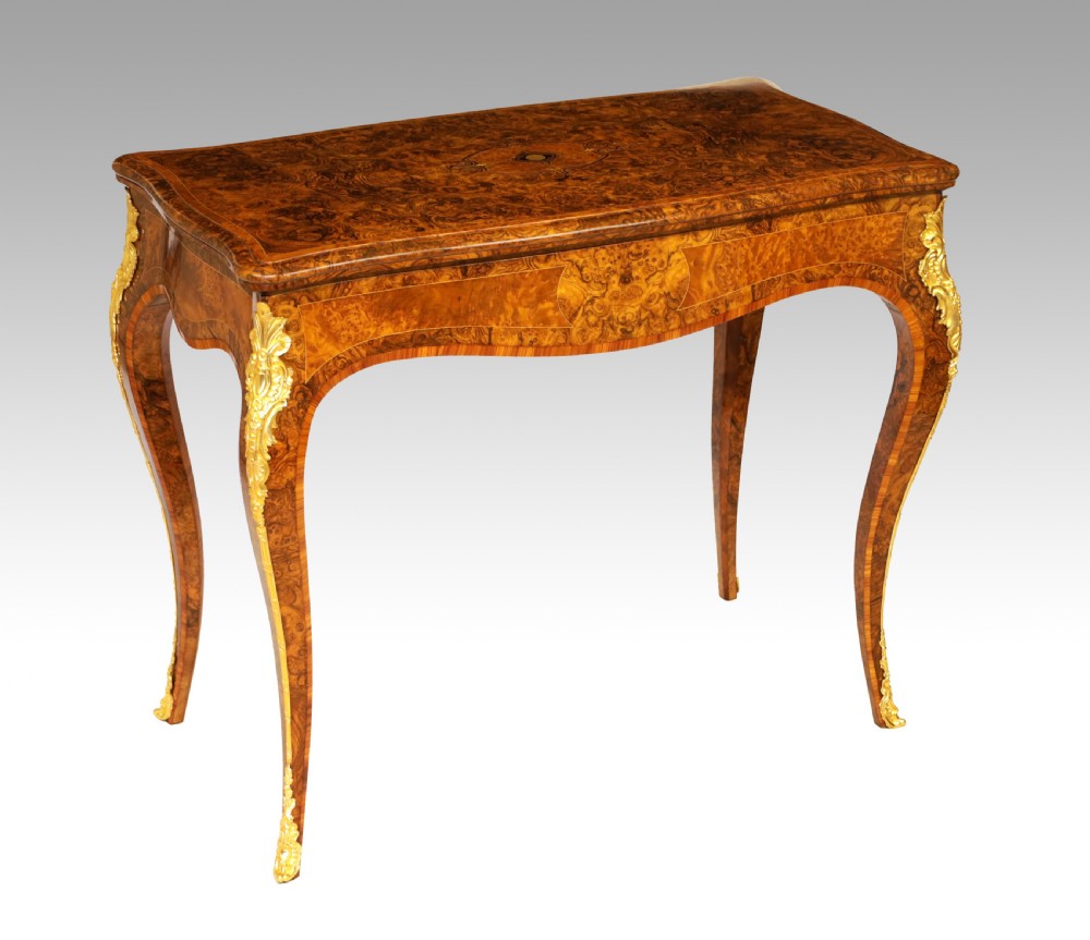 An Excellent Quality Victorian Ormolu Mounted Burr Walnut Games Table