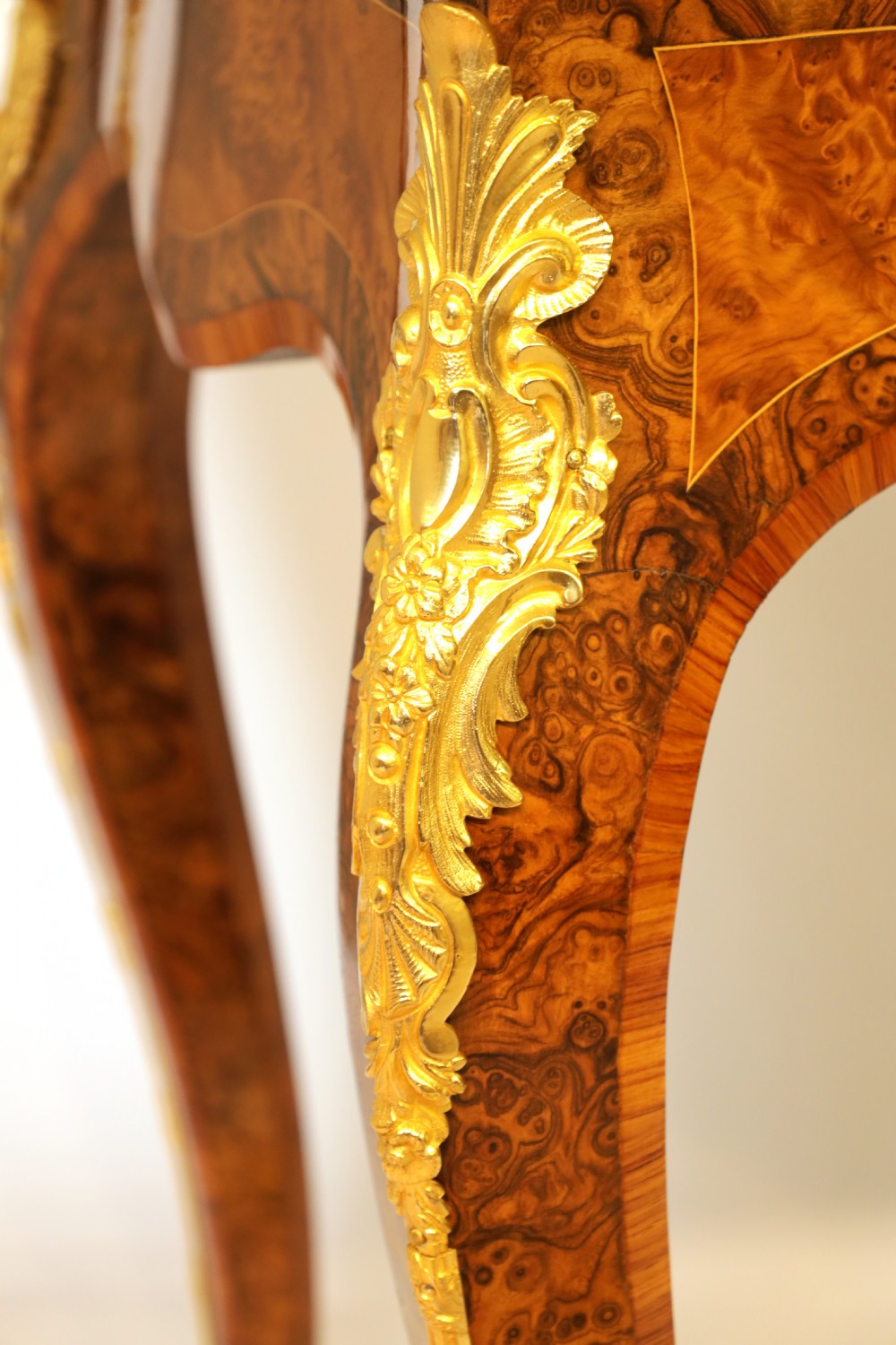 An Excellent Quality Victorian Ormolu Mounted Burr Walnut Games Table View II