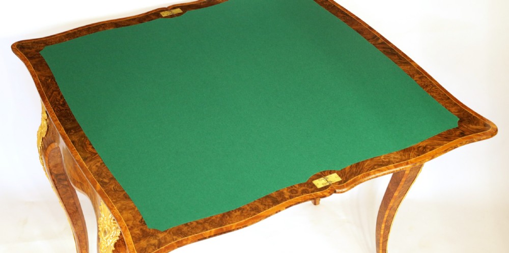 An Excellent Quality Victorian Ormolu Mounted Burr Walnut Games Table View VIII