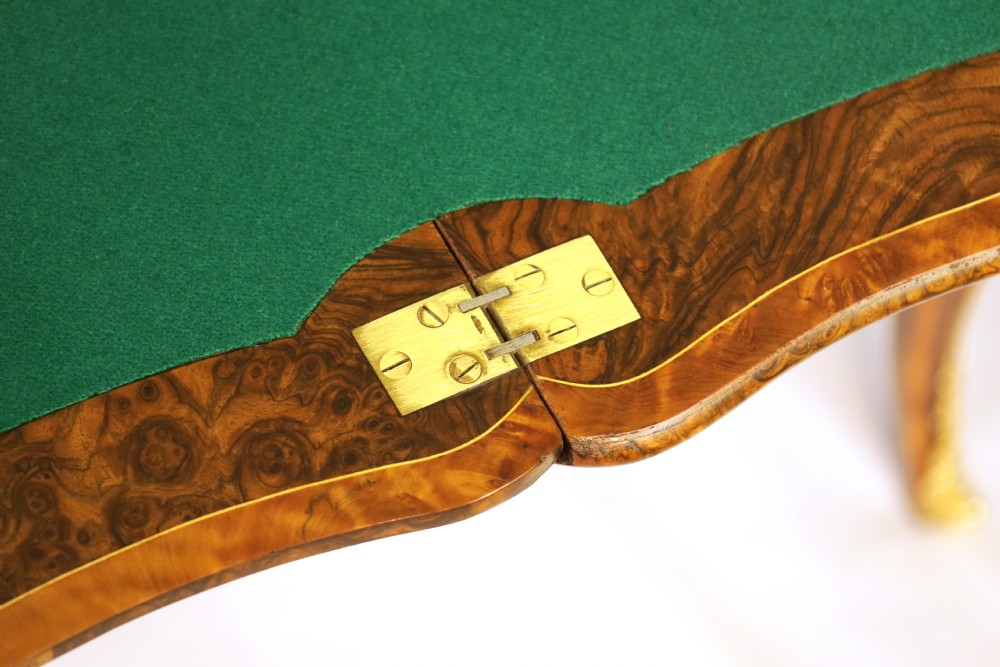 An Excellent Quality Victorian Ormolu Mounted Burr Walnut Games Table View IX