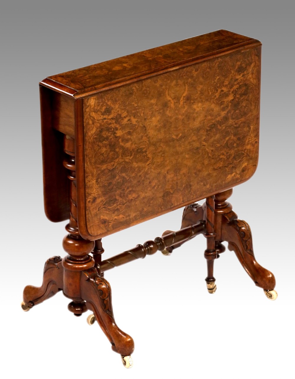 A Victorian Fine Quality Burr Walnut Inlaid Baby Sutherland Table