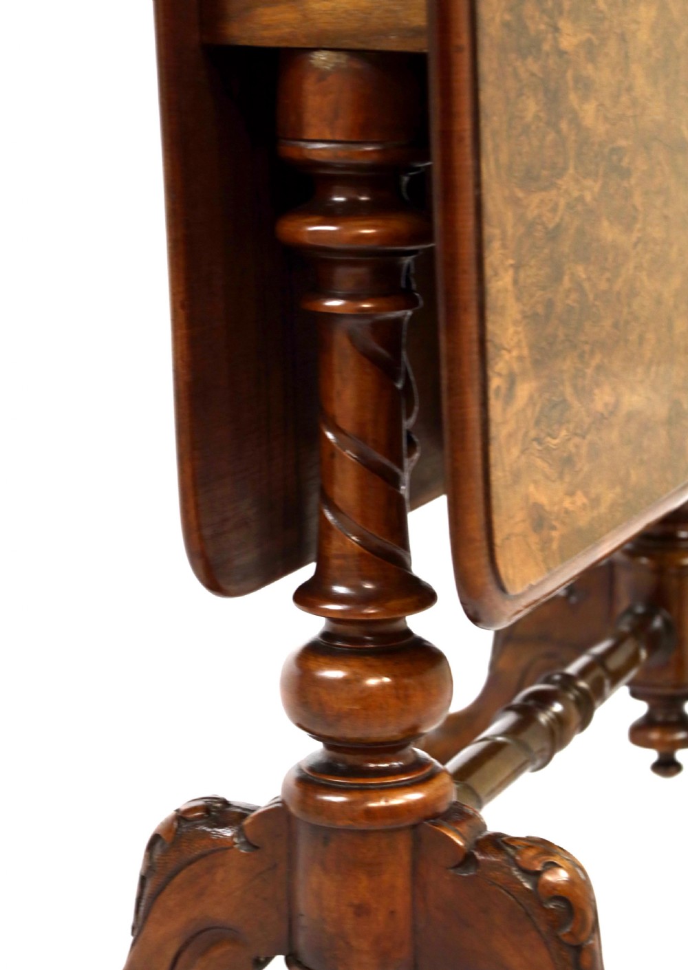 A Victorian Fine Quality Burr Walnut Inlaid Baby Sutherland Table View II