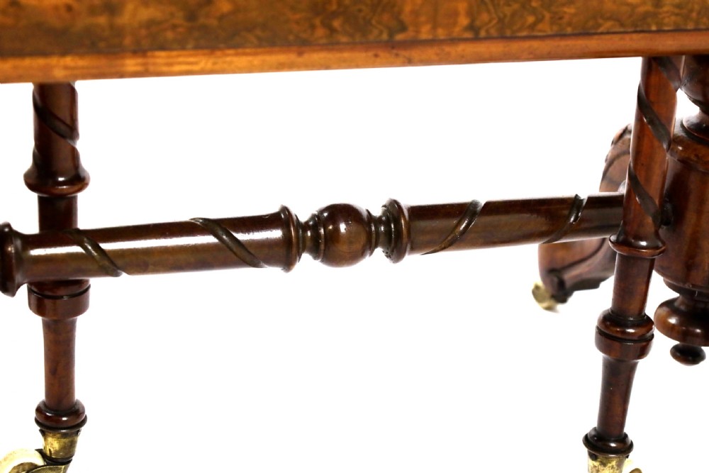A Victorian Fine Quality Burr Walnut Inlaid Baby Sutherland Table View III