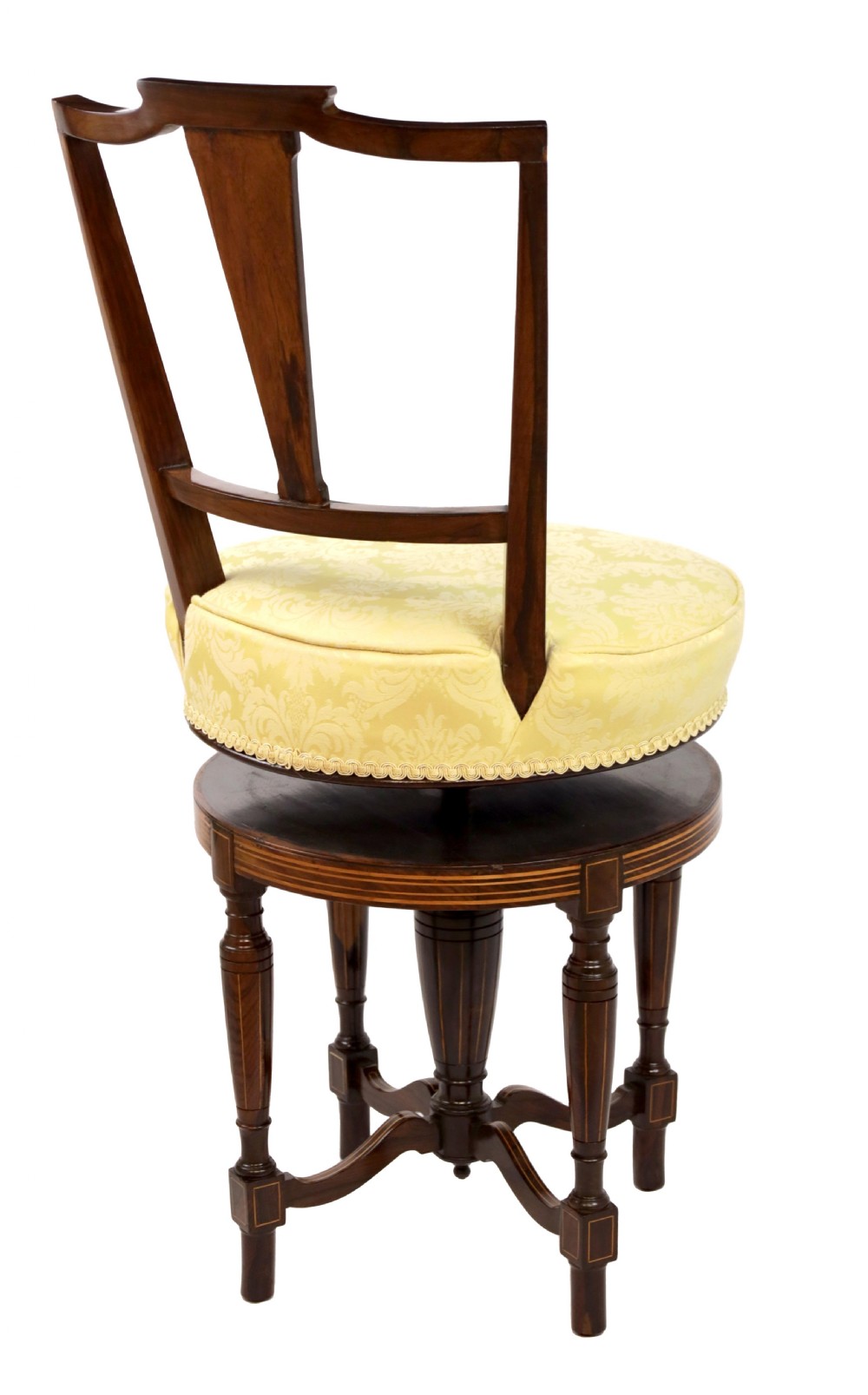 An Elegant Quality Inlaid Victorian Rosewood Harpist Stool View VI