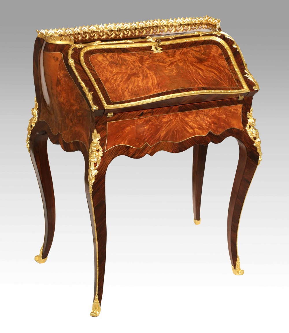 A Fine French Burr Walnut and Kingwood Ormolu Mounted Bureau de Dame