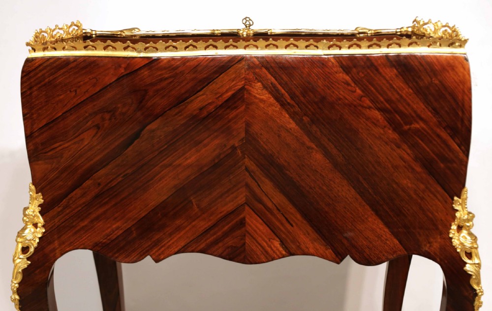 A Fine French Burr Walnut and Kingwood Ormolu Mounted Bureau de Dame View VIII