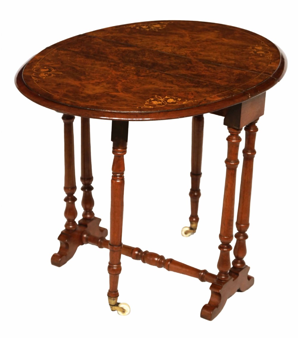 A Fine Quality Victorian Burr Walnut Inlaid Baby Sutherland Table View III