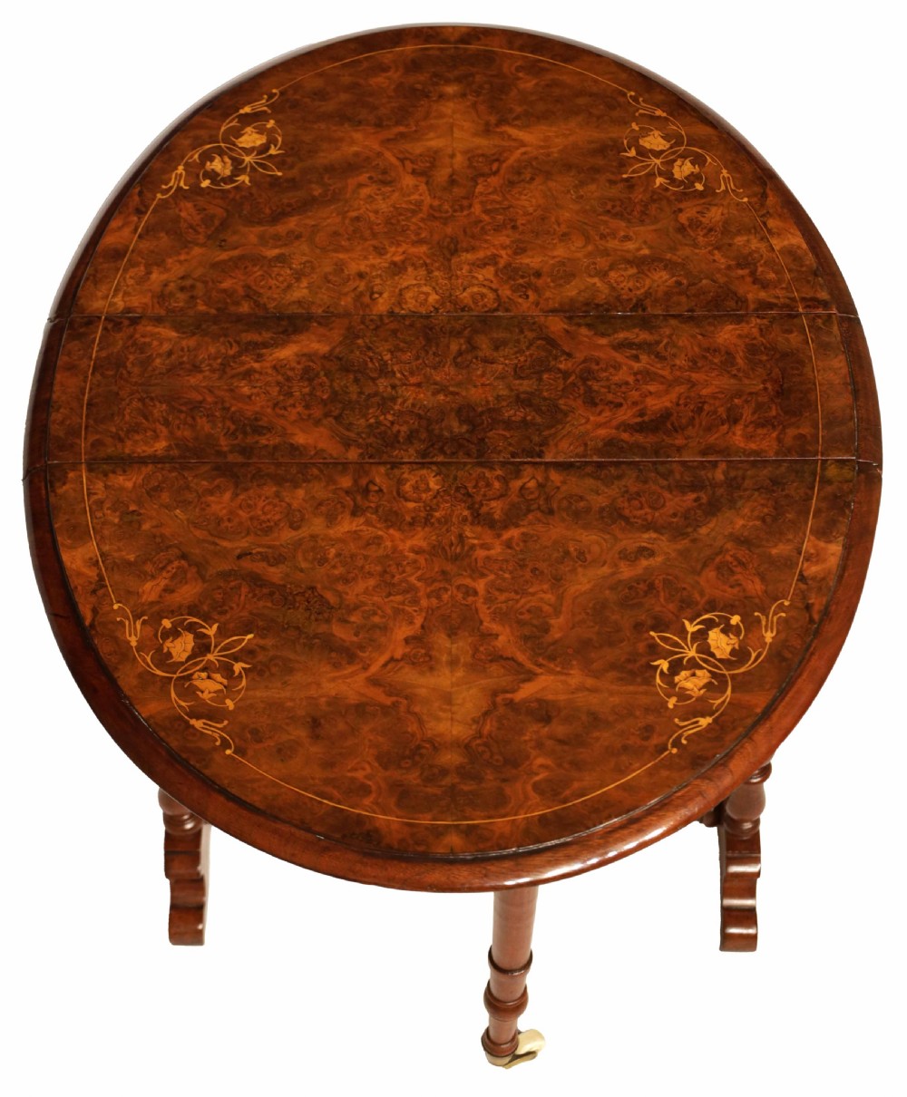 A Fine Quality Victorian Burr Walnut Inlaid Baby Sutherland Table View V