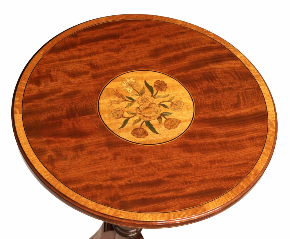 A Fine Victorian Inlaid Mahogany Circular Tripod Occasional Table View III