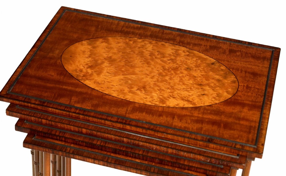 A Fine Set of 4 Victorian Inlaid Mahogany Nest of Tables View II