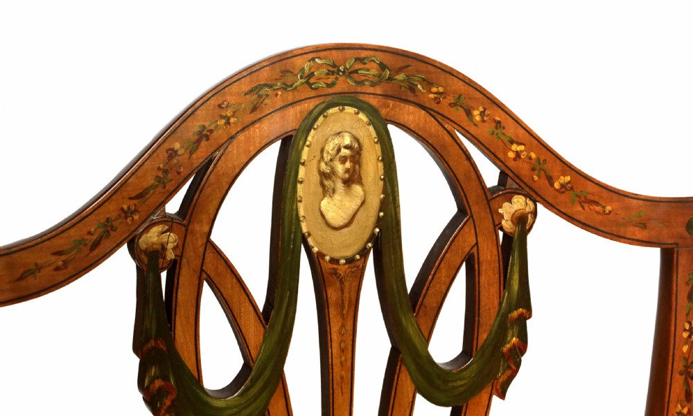 A Fine Pair of Victorian Inlaid Satinwood Shield Back Armchairs View II