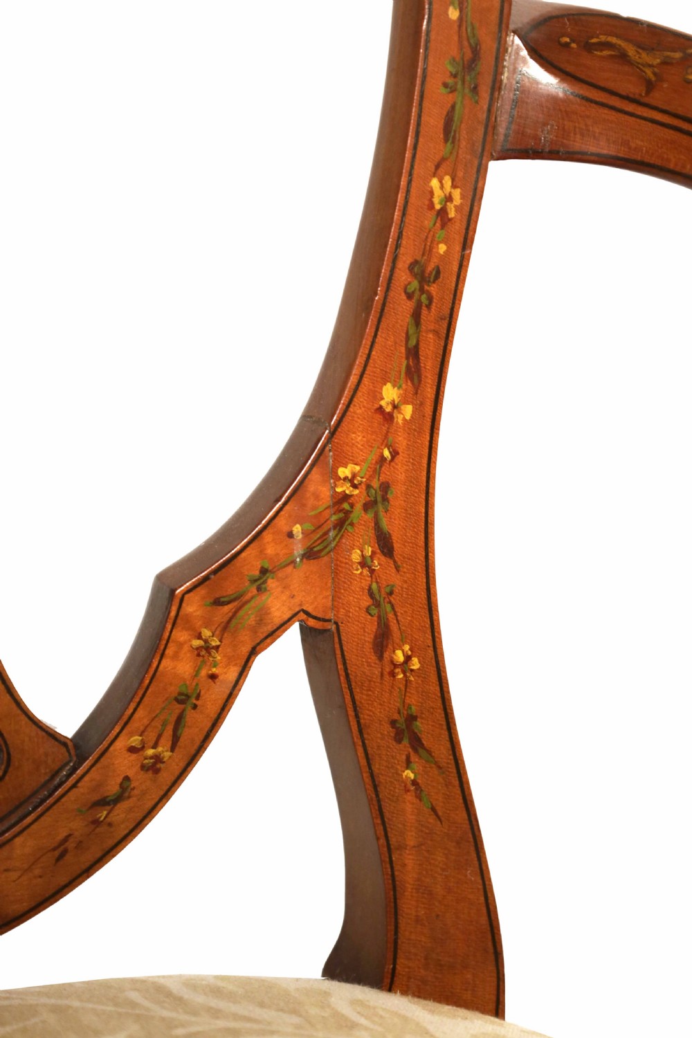 A Fine Pair of Victorian Inlaid Satinwood Shield Back Armchairs View V