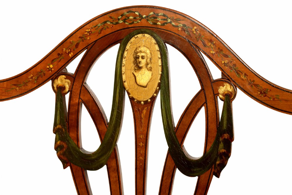 A Fine Pair of Victorian Inlaid Satinwood Shield Back Armchairs View VI