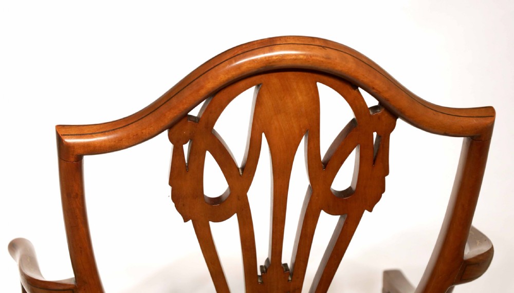 A Fine Pair of Victorian Inlaid Satinwood Shield Back Armchairs View VII