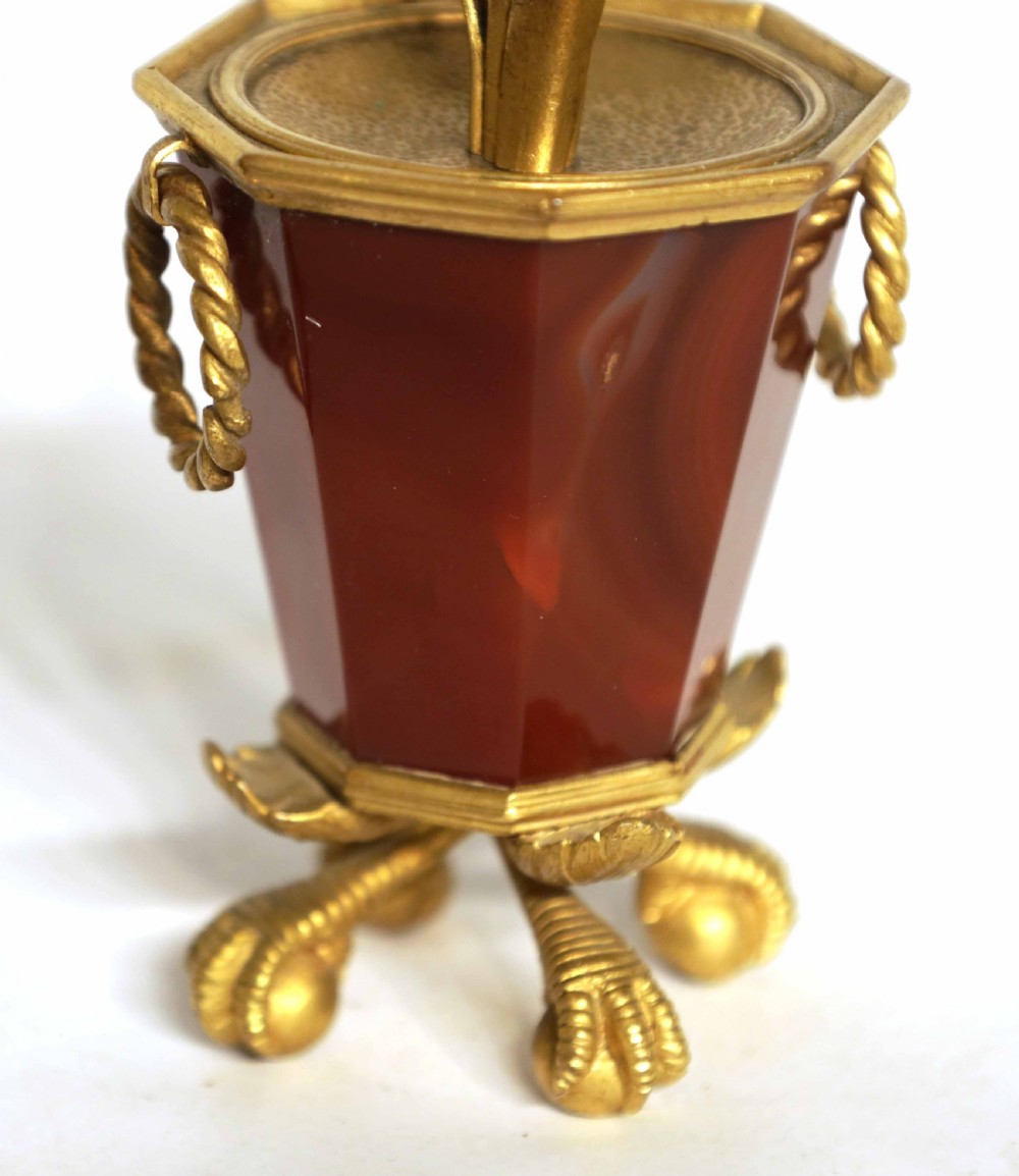 A Fine Pair of 19th Century Agate and Ormolu Candlesticks View V