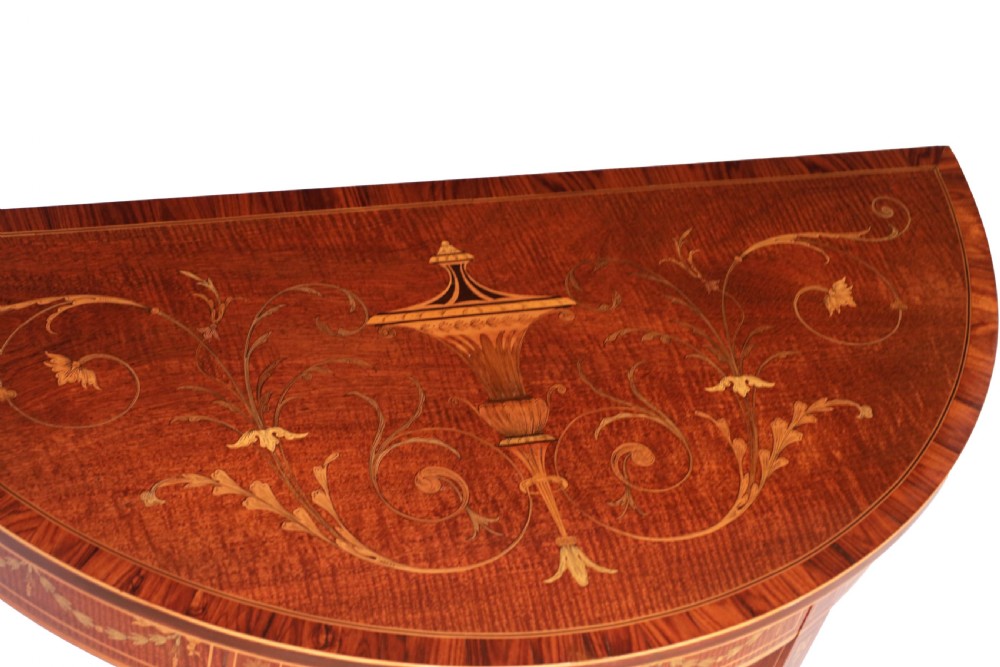 A Quality Late Victorian Mahogany Inlaid Demi Lune Table View III
