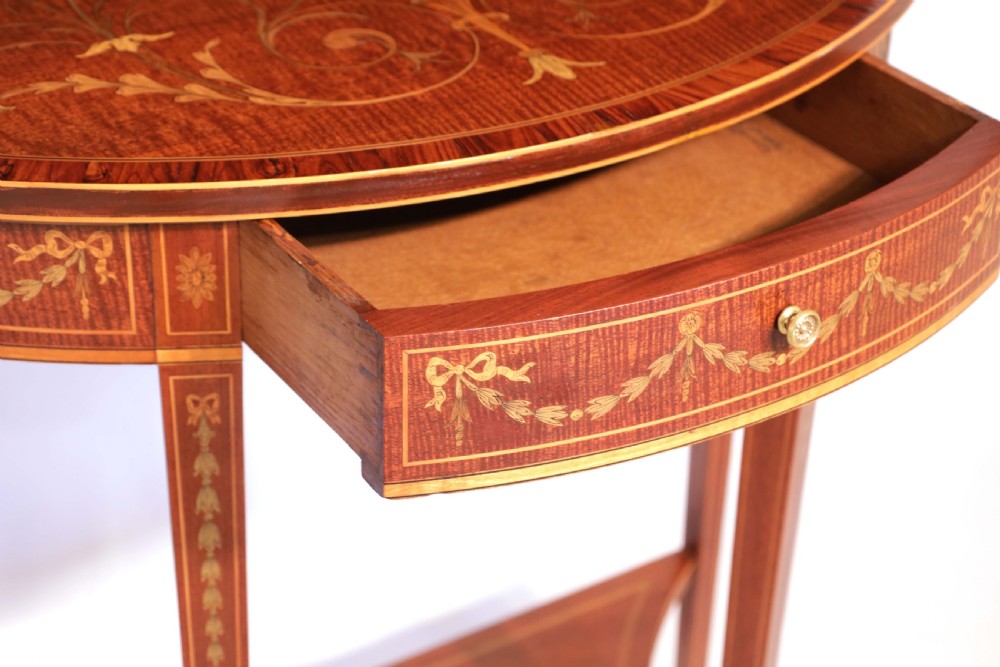 A Quality Late Victorian Mahogany Inlaid Demi Lune Table View IV