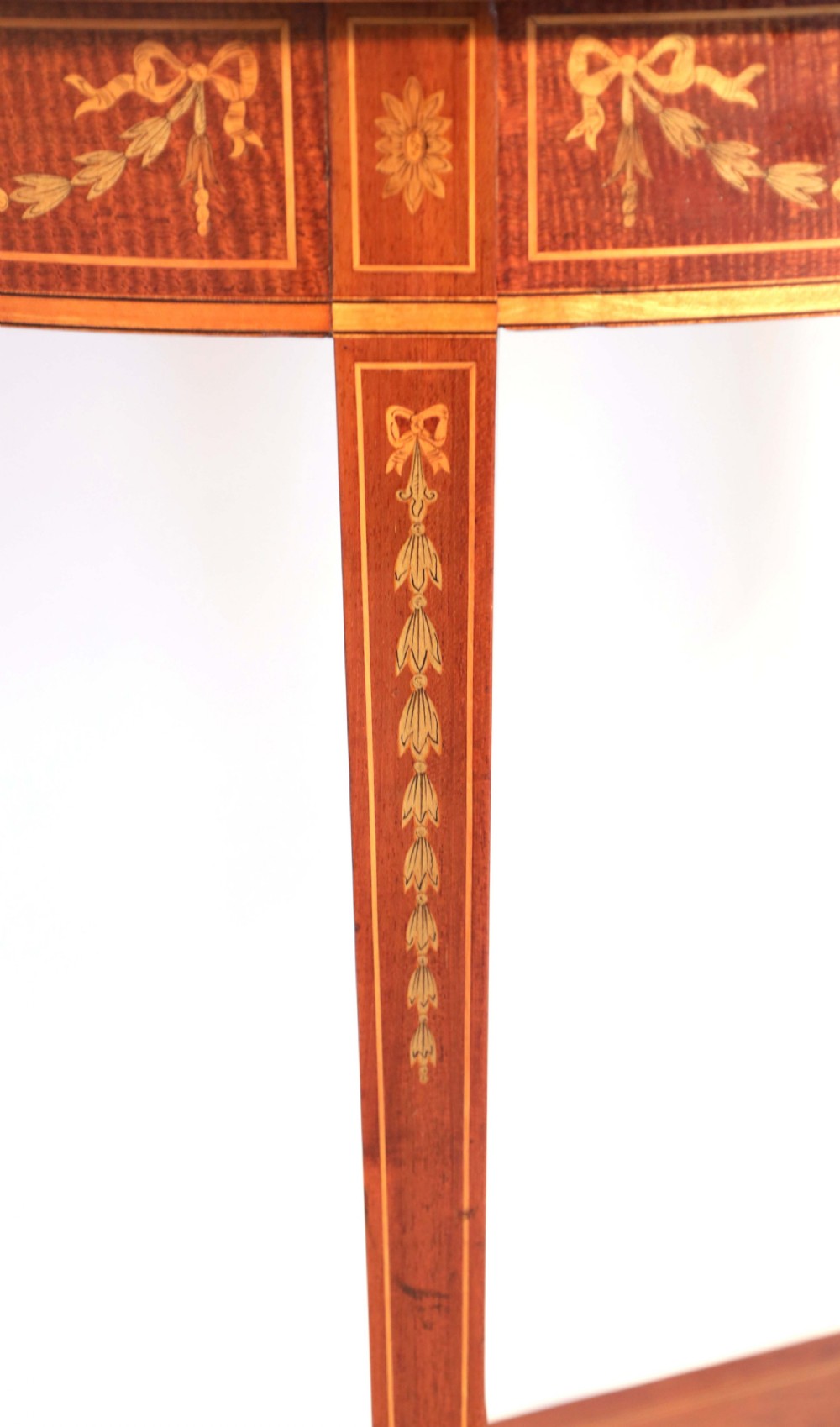 A Quality Late Victorian Mahogany Inlaid Demi Lune Table View V