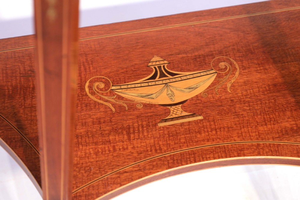 A Quality Late Victorian Mahogany Inlaid Demi Lune Table View VI